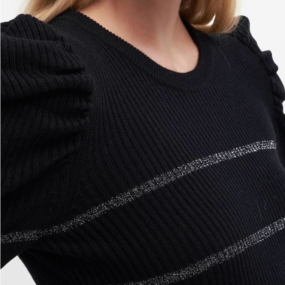 7 For All Mankind Puff Sleeve Rib Sweater Medium BNWT - Picture 7 of 9